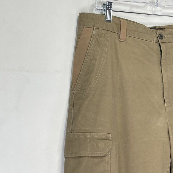 Tasso Elba Mens Pants Cargo 34x30 Cotton Flat Front Tan color - Picture 12 of 16